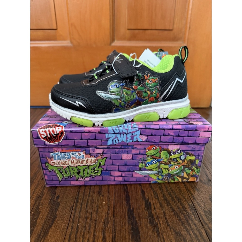 Toddler Boys' Teenage Mutant Ninja Turtle Sneakers Size 11 Light Up Slip-On